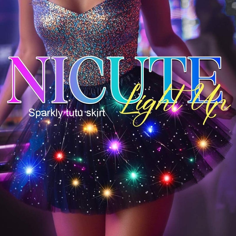 Nicute Light Up Tutu Led Layered Tulle Tutus Skirt for Women - Image 5